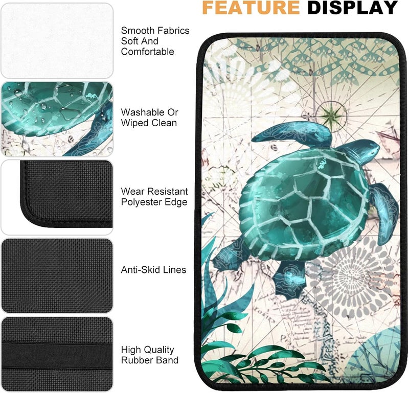 Adastrah Universal Car Center Console Cushion Pad,Sea Turtle 2 Car Armrest Pad Car Armrest Seat Box Cover Protector for Most Vehicle, SUV, Truck, Car - Image 4